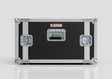 The 7U Standard Rack Case features a black and silver rugged design with metal reinforcements, riveted edges, handles, and latch closures—UK manufactured by Nomad for reliable equipment protection.