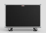 Large black rectangular 8 Way Euro Crate And 6 Stanley Fatmax Case with metal edges, corner protectors, and four caster wheels—ideal for storing tools, parts, Euro crates, and Stanley Fatmax Pro Organisers.