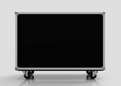The 8 Way Euro Crate And 6 Stanley Fatmax Case is a large black equipment case on wheels with a metal frame, perfect for securely and efficiently transporting Euro crates or Stanley Fatmax Pro Organisers.