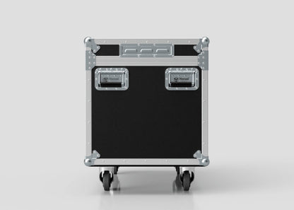 The 8 Way Martin ELP (IP) Par Can Case With Clamps Fitted is a black and silver road case with two handles, four wheels, and external dimensions of 1030 x 595 x 752 mm, shown against a plain light background.