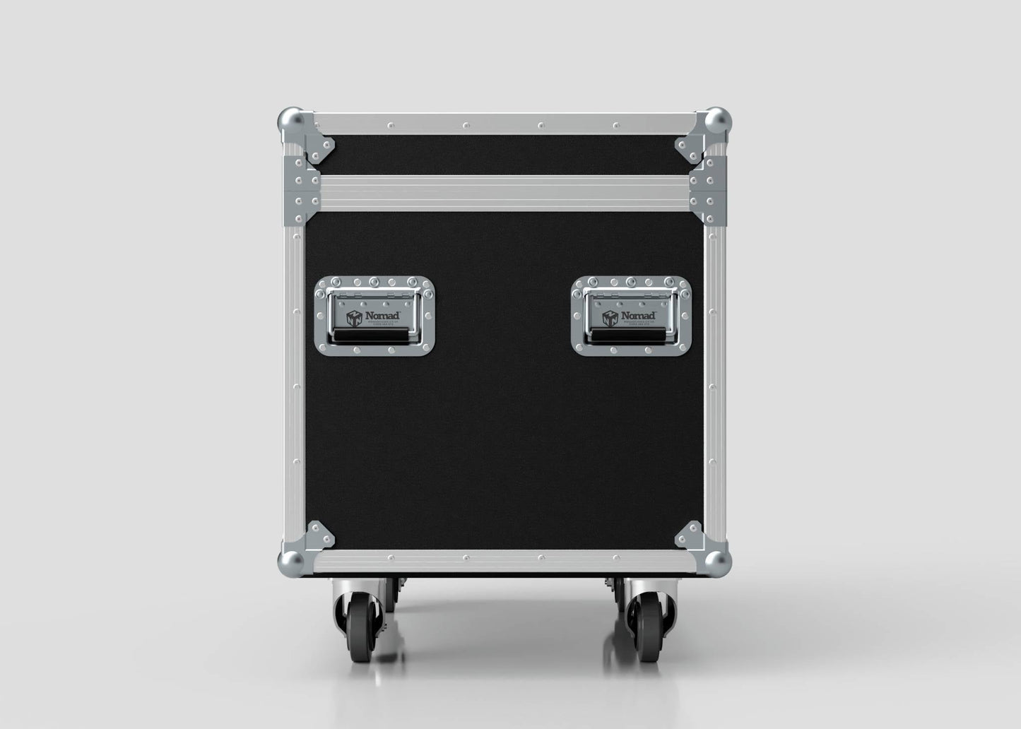 The 900mm Trunk Case is a black rolling equipment case with metal reinforcements and two handles, shown against a white background. Its external dimensions are 925 x 607 x 765 mm, providing ample space for your gear.