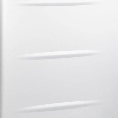 Close-up of the ALUpur 98700N white aluminium case surface featuring three evenly spaced, shallow horizontal indented lines.