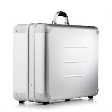 The ALUpur 98800 features a silver anodised aluminium case with rounded corners, a sturdy handle, and small base feet, shown standing upright on a white background.