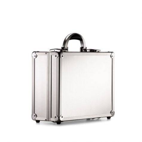 The ARK 90300 is a small, silver aluminium frame case with reinforced corners and a black handle, shown against a plain white background.