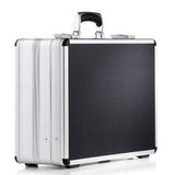 The AZKE 95600 is a silver and black aluminium frame case with a handle, shown on a white background, and features custom CNC foam fittings for secure storage.