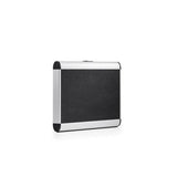 The AZKR 80100 (330 x 260 x 26) is a black and silver rectangular aluminum frame case with rounded corners and custom CNC foam fittings, displayed against a plain white background.