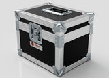 A black and silver Camera Lens Case with metal reinforcements, a top handle, front latch, and a Nomad label on the side.