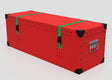 The Christmas Tree Storage Box is a large red trunk with black corner protectors, green straps, and metal latches—ideal for organizing Christmas decorations—shown on a white background.
