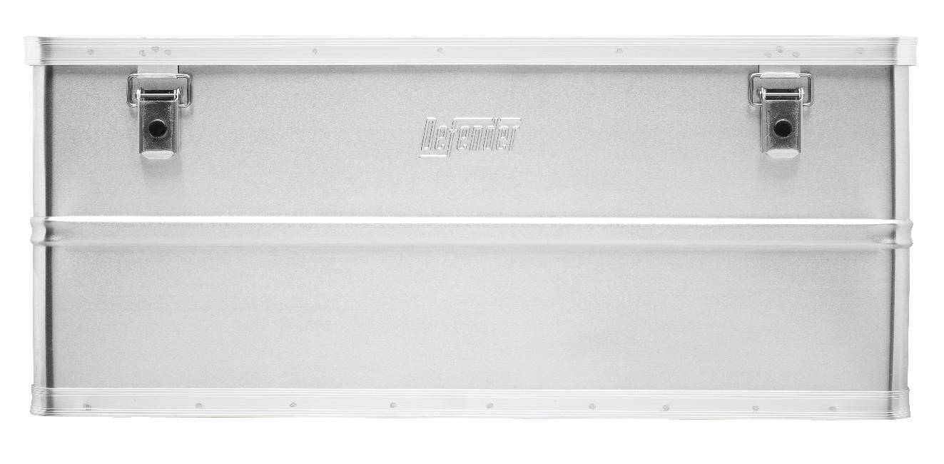 The Defender KA44-020 is a rectangular silver aluminum case with two latch closures and “Alubox” embossed in the center, offering secure and stylish storage.