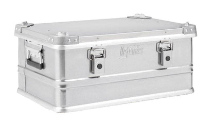 The Defender KA64-003 is a rectangular silver 42L case with reinforced corners, front latches, and side handles—perfect for secure screen print storage.