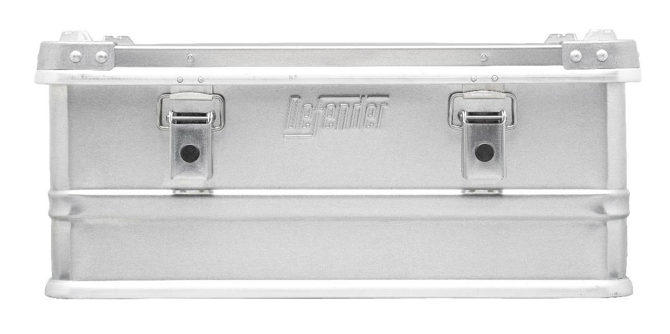 The Defender KA64-003 is a rectangular silver metal storage box with two front latches and a raised lid—ideal as a 42L case or custom foam case for secure storage.