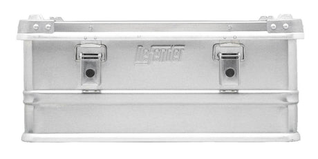 The Defender KA64-003 is a rectangular silver metal storage box with two front latches and a raised lid—ideal as a 42L case or custom foam case for secure storage.