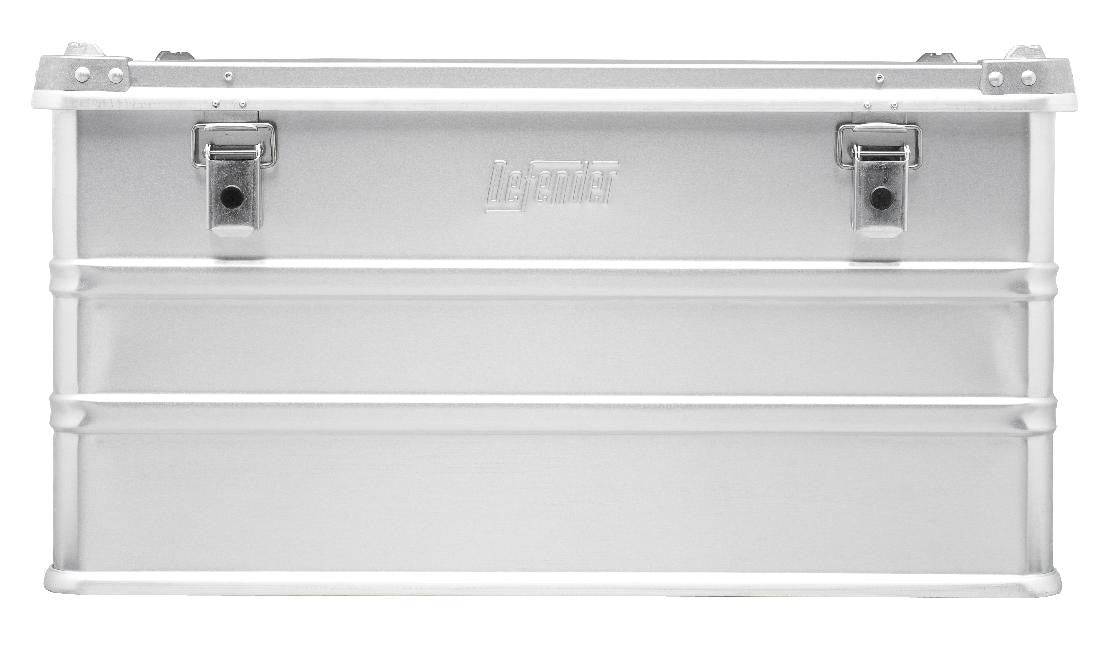 The Defender KA64-010 is a rectangular metal storage box with two front latch closures, embossed center branding, and optional custom foam inserts for tailored protection.