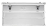 The Defender KA64-010 is a rectangular metal storage box with two front latch closures, embossed center branding, and optional custom foam inserts for tailored protection.