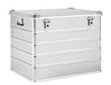 The Defender KA64-011 is a large rectangular silver case with reinforced corners, two side handles, secure front latches, a fitted lid, and a spacious 240L capacity for versatile storage and transport.