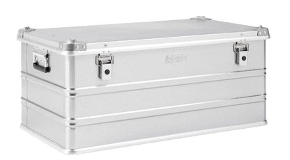 The Defender KA64-015 is a large rectangular silver metal storage box with reinforced corners, dual latch locks, and custom routed foam interior—perfect as a screen print case with a spacious 134L capacity.