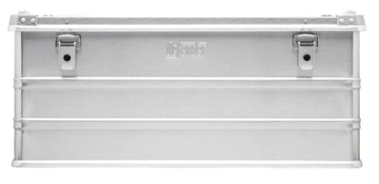 The Defender KA64-015 is a rectangular silver metal storage box featuring two latch closures, a raised center logo, and a custom routed foam interior for secure organization.