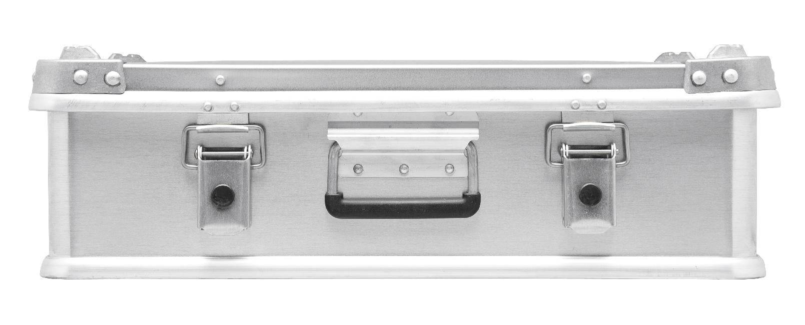 The Defender KA74-002 is a silver metal briefcase with two latches and a black handle. Shown closed on a white background, this 29-litre case features a custom routed foam interior for secure storage.