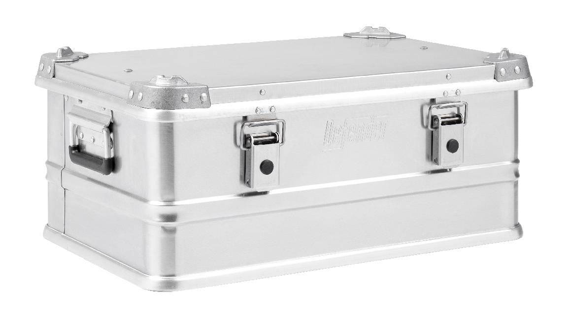 The Defender KA74-003 is a rectangular 42-litre case with reinforced corners, side handles, and front latches, shown against a white background.