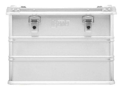 The Defender KA74-007 is a rectangular silver metal storage box with two front latches and horizontal ridges; its 115L capacity can be customized as a screen print case to fit your requirements.