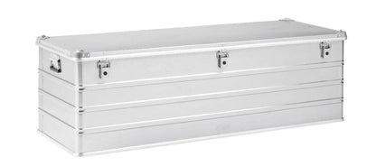 The Defender KA74-013 is a rectangular silver metal case with screen print, three front latches, side handles, and a custom routed foam interior, shown on a white background.