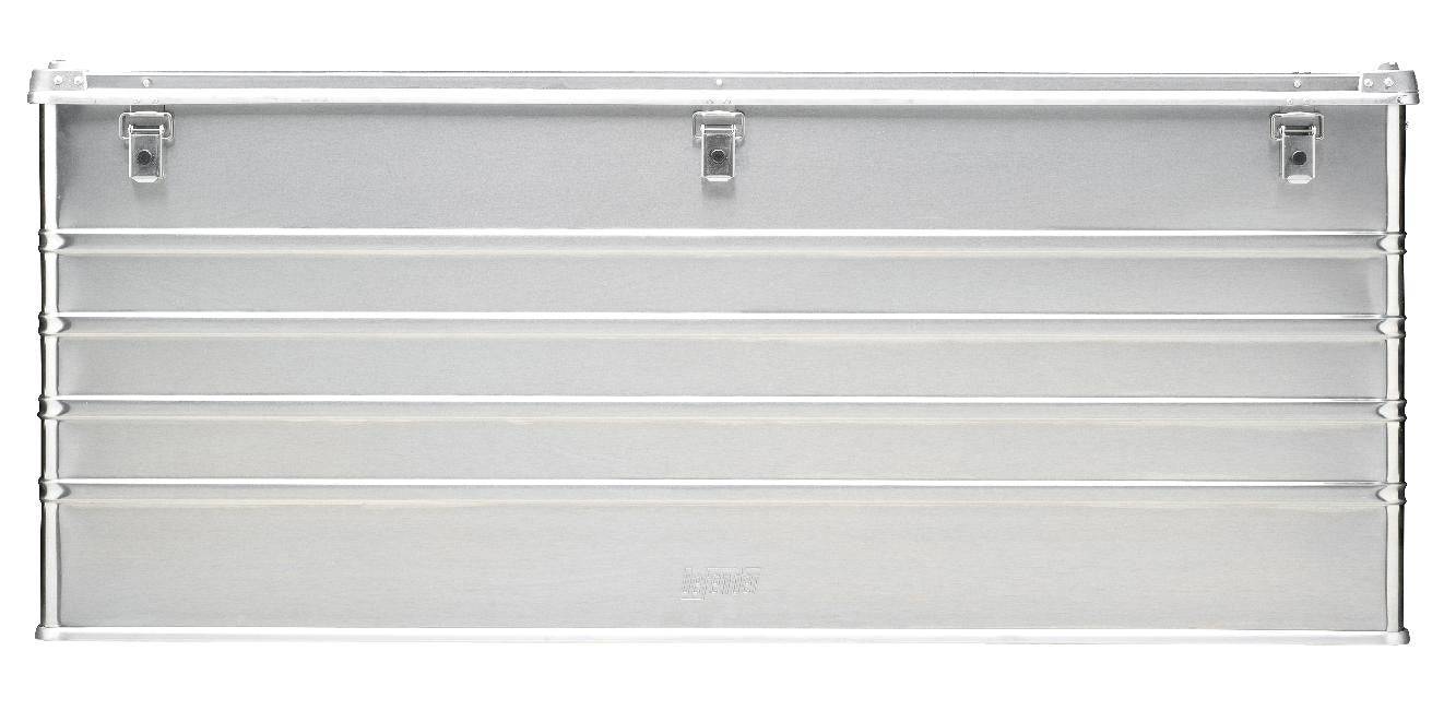 The Defender KA74-014 is a rectangular metal storage box with three top latch closures, horizontal ridges across the front, and a custom routed foam interior for secure organization.