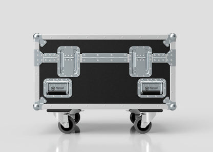 The Double Chainmaster 500Kg Chain Hoist Case, a black and silver metal rolling case with reinforced corners and two large latches, measures 805 x 600 x 573 mm and is shown against a plain light background.