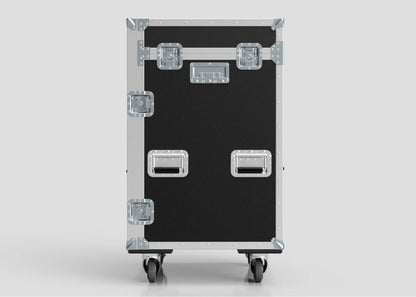 The Dressing Room/On Pitch First Aid Medical Case is a large black trolley with metal edges, corner protectors, handles, latches, and four caster wheels—perfect for transporting sports medicine or medical supplies.