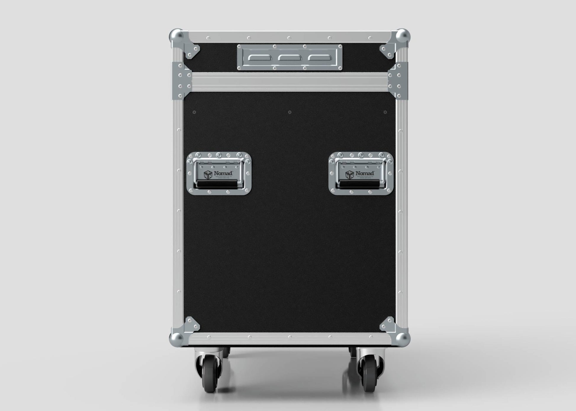 The Dual Prolight Hybrid 300IP is a black and silver flight case with metal edges, two handles, and four wheels, shown against a plain light background. External dimensions: 1025 x 600 x 930 mm.
