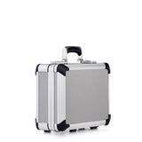 The Exclusive 93400 is a compact aluminium frame case with black corner protectors, custom CNC foam interior, and ergonomic handle, shown against a plain white background.
