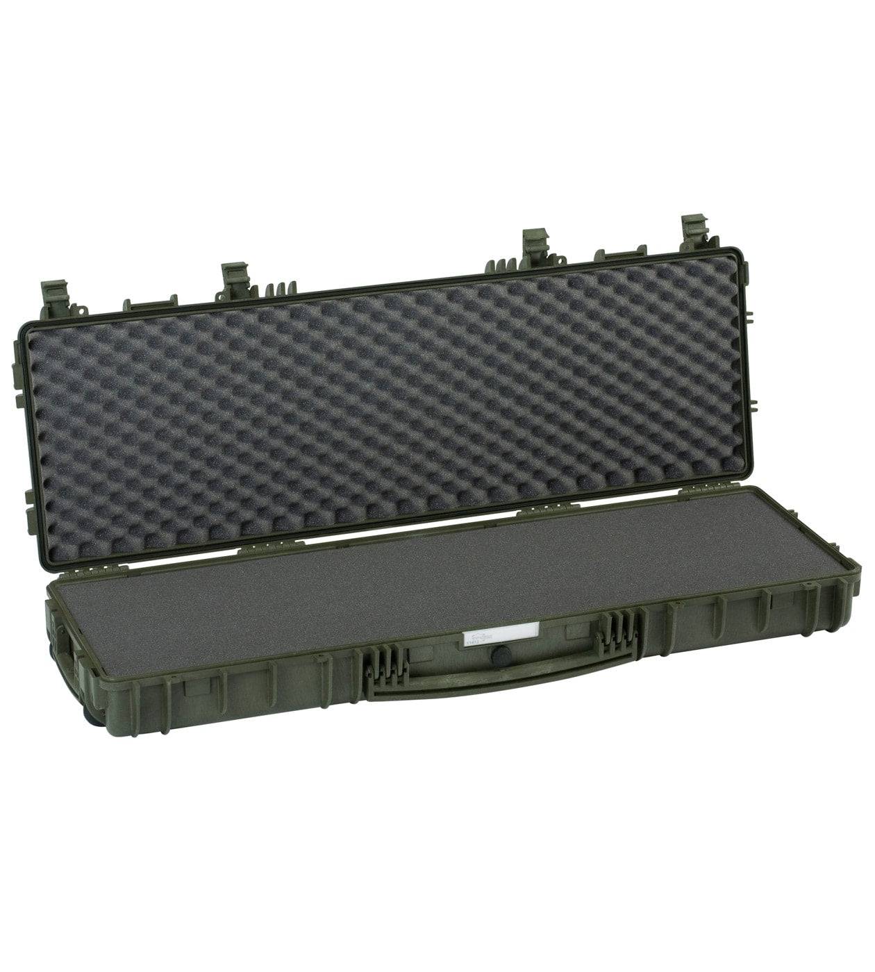 The Explorer 11413 is a hard-shell waterproof case featuring foam padding and sturdy metal hinges, displayed open on a white background.