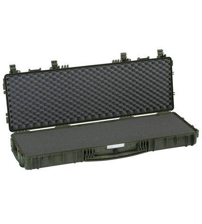 The Explorer 11413 is a hard-shell waterproof case featuring foam padding and sturdy metal hinges, displayed open on a white background.