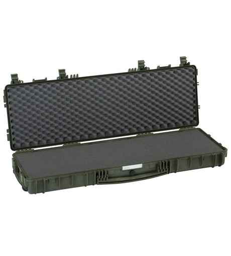 The Explorer 11413 is a hard-shell waterproof case featuring foam padding and sturdy metal hinges, displayed open on a white background.