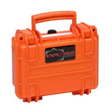 The Explorer 1908 is an orange waterproof case featuring a handle, secure latches, a pressure release valve, and "Explorer Cases" labeling on the front.