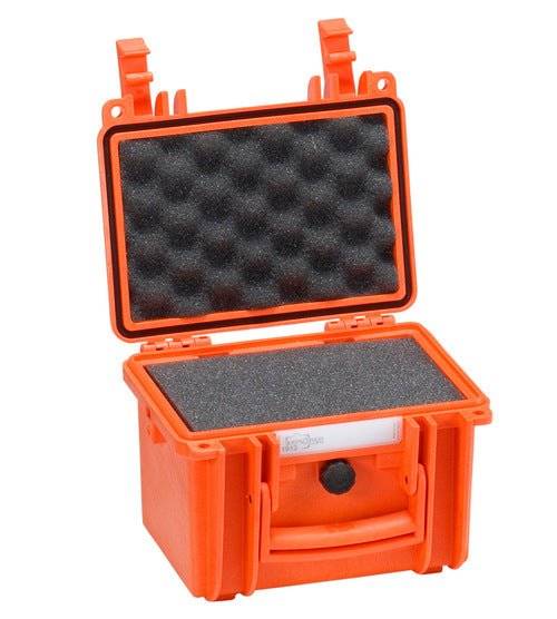 The Explorer 1913 is an open orange hard protective case with custom foam padding inside, designed to store and protect small equipment or electronics. Its corrosion-proof build ensures durability for sensitive gear.