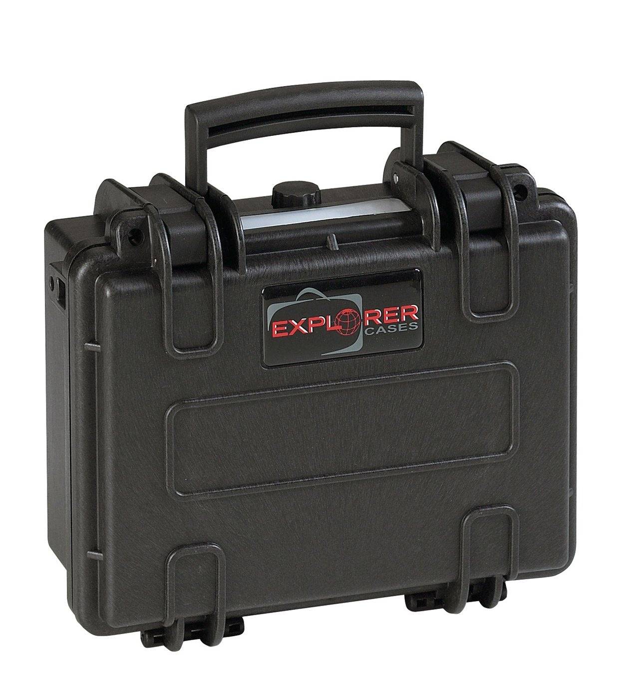 The Explorer 2209 is a black hard-shell waterproof case with a handle, latches, manual pressure release valve, and Explorer Cases logo on the front.