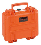 The Explorer 2712 is an orange hard plastic carrying case with a handle, latches, custom foam interior, and a label that reads Explorer Cases.