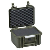 The Explorer 2717 is a compact, hard plastic waterproof case with an open hinged lid and a custom foam interior for cushioning and protecting your stored items.