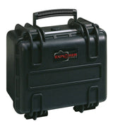 The Explorer 2717 is a black, hard-shell waterproof case with custom foam interior, handle, secure latches, and purge valve—ideal for safely storing and transporting sensitive equipment.