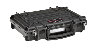 The Explorer 3005 is a black, hard-shell, corrosion-proof case with a handle, latches, a top label, and watertight protection, shown on a white background.