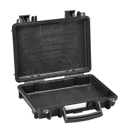The Explorer 3005 is a black hard plastic carrying case with a hinged lid, empty interior, sturdy front handle, and watertight protection to keep your items safe and dry.