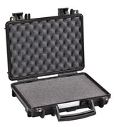 The Explorer 3005 is a black hard-shell carrying case with egg-crate foam padding inside, shown open for a view of its protective interior and watertight gear protection.