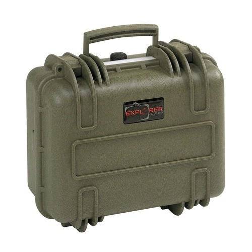 The Explorer 3317 is an olive green hard-shell waterproof case featuring a handle, secure latches, and a pressure release valve, with "Explorer Cases" branding on the front.