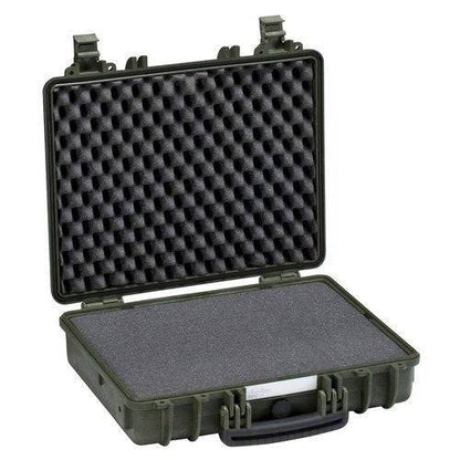 The Explorer 4412 is an open hard plastic carrying case featuring jam-free latches, egg-crate foam in the lid, and flat foam in the base to protect sensitive equipment.