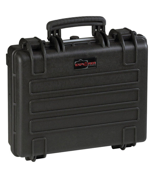 The Explorer 4412 Laptop Bag is a black hard-shell waterproof case with a handle, latches, a pressure release valve, and the Explorer Cases logo on the front.