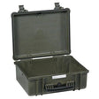 The Explorer 4820 is a hard plastic waterproof case featuring a hinged lid (shown open with an empty interior), a manual pressure release valve, and a front handle.