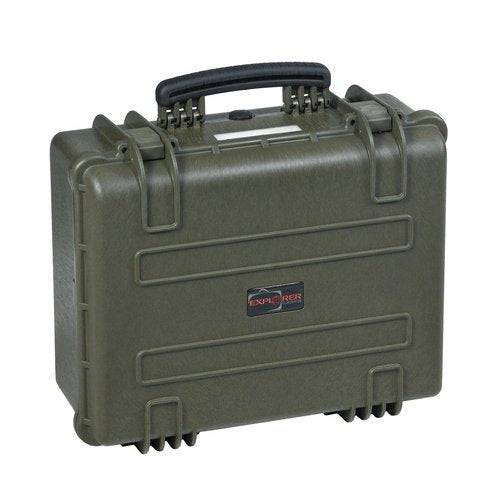 The Explorer 4820 is a hard plastic, corrosion-proof, waterproof case with a black handle, secure latches, and a manual pressure release valve, shown upright and closed.