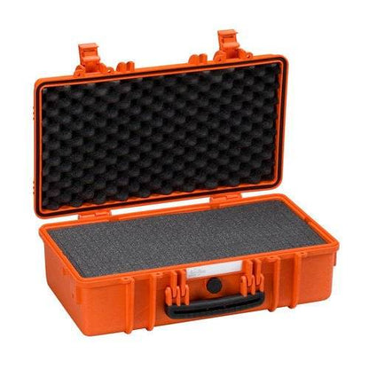 The Explorer 5117 is an open orange waterproof case with foam padding in the lid and base, designed to protect equipment during transport.