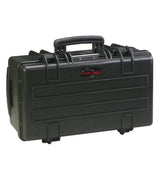 The Explorer 5122 is a black hard-shell waterproof case featuring a foam interior, handle, secure latches, and "Explorer" printed on the front.
