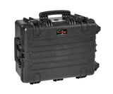 The Explorer 5326 is a black hard-shell waterproof case featuring a handle, side latches, corrosion-proof hinges, and a red Explorer logo on the front.